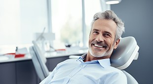 Happy, mature man in dental treatment chair